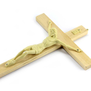 Wooden Cross Plastic Jesus 30x15 cm