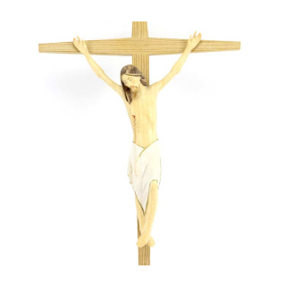 Painted Wood Crucifix modern style 17x34 cm
