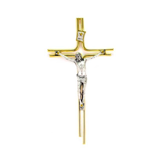 Bicolor Metal Crucifix 9x16 cm