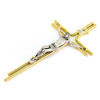 Bicolor Metal Crucifix 9x16 cm