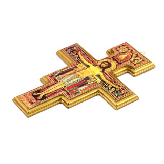 Wooden St. Damian Cross Gold Foil 19x26 cm