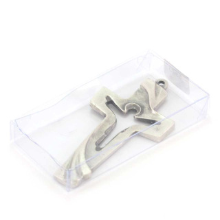 Openwork Silvery Metal Cross 6x12.5 cm