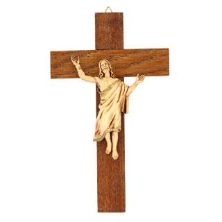 Risen Jesus on wooden Cross 13x21 cm