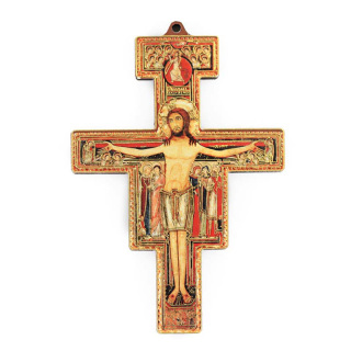 Crucifix Saint Damian gold leaf 6x8.5 cm