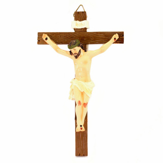 Wall crucifix in colored resin 7,4x12,2 cm