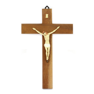 Wood Crucifix with Jesus in painted plastic  24x37 cm