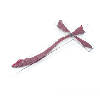 Blue and Bordeaux Murano Cross 21x11 cm