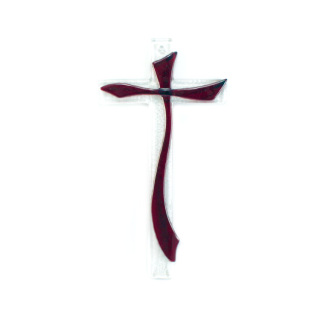 Blue and Bordeaux Murano Cross 21x11 cm