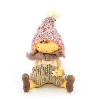 Child sitting with hat and star in resin 11.5 cm