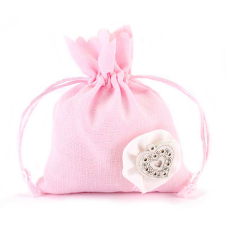 Pink Small Bag with Heart 10x12 cm