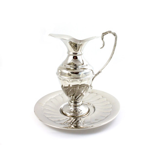 Brocca lavabo moderna con piatti in metallo nikelato 20 cm