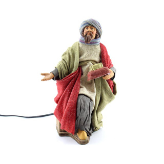 Rey Mago arrodillado en terracota vestido con movimiento 30 cm