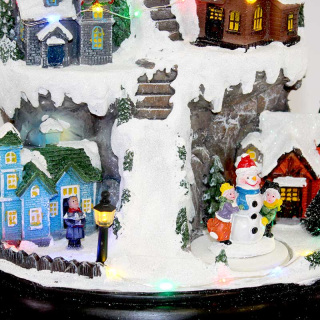 Villaggio Natalizio paesino di montagna a movimento 35x27x21,5 cm