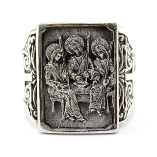 Episcopal Ring with Trinity Silver 800°° Hand Chiseled