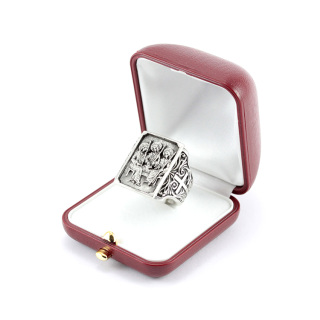 Episcopal Ring with Trinity Silver 800°° Hand Chiseled
