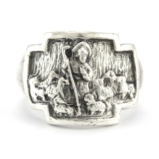 Episcopal Ring Good Shepherd Silver 925°° Hand Chiseled