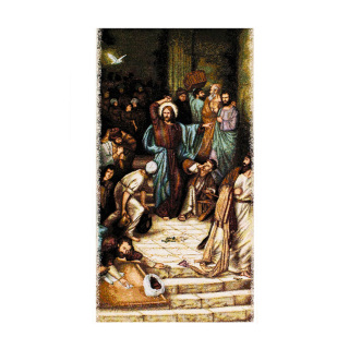 Paño de Atril Jesús con mercaderes de mezcla de algodón