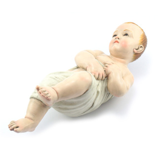 Niño Jesús estilo antiguo en madera y ojos de vidrio 38 cm