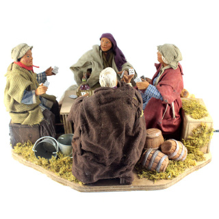 Giocatori di carte 4 pastori in terracotta vestita a movimento 15 cm