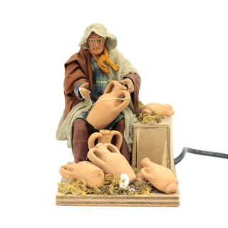 Aggiusta anfore in terracotta vestita a movimento 15 cm