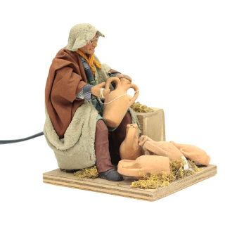 Aggiusta anfore in terracotta vestita a movimento 15 cm