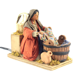 Lavandaia in terracotta vestita a movimento 15 cm