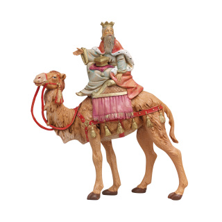 Rey Mago blanco en camello de resina 19 cm Belén Fontanini