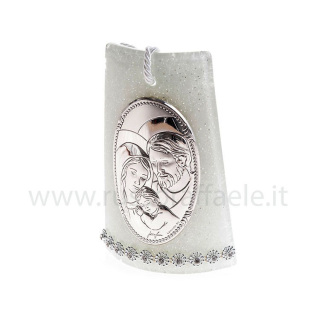 Azulejo de vidrio con Sagrada Familia de plata 13x8 cm