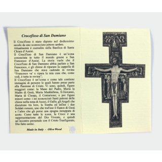 Croce San Damiano in legno di ulivo 5x4 cm