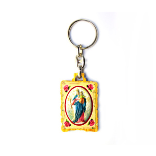 Olive Wood Keyring Mary Auxiliatrix 3x10 cm
