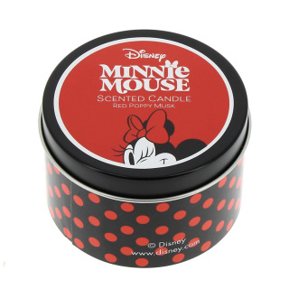 Vela Minnie en caja de metal con fragancia de amapola roja y almizcle