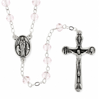 Rosario Lourdes Grani Rosa Sfaccettati 6 mm
