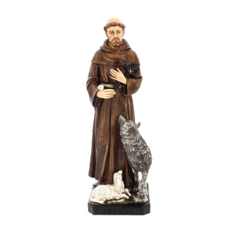 Saint Francis with Wolf Statue hand-painted resin 60 cm