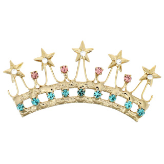 Diadem for Statue Gold-Tone Metal with Rhinestones 8x4 cm