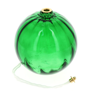 Green glass sphere lamp for liquid wax 12x13 cm