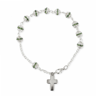 Bracciale Rosario Grani Traforati e Strass Verdi Grano 6 mm