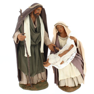 Natività con Gesù in braccio alla Madonna Terracotta Vestita 30 cm