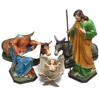 Belén de resina pintada, 60 cm 5 figuras