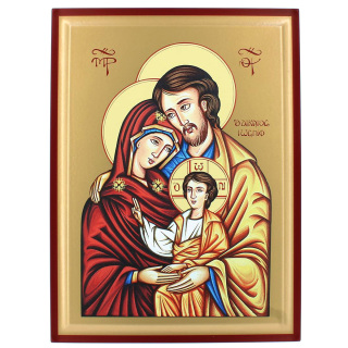 Icono Sagrada Familia estilo bizantino en madera con pan de oro 36x48 cm