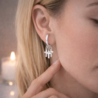 Pendientes de Aro con Cruces Colgantes 16 mm Realis
