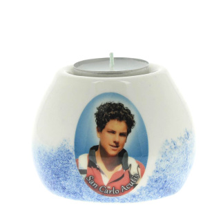 St. Carlo Acutis Ceramic Candle Holder Lamp 8x6 cm