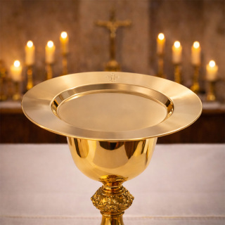 Gold-Plated Brass Liturgical Paten Diameter 16 cm