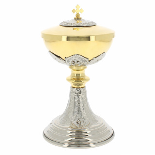 Saint Nicholas Ciborium Silver-Plated Embossed Brass 22 cm