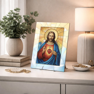 Sagrado Corazón de Jesús Cuadro en Vidrio 17x23,5 cm
