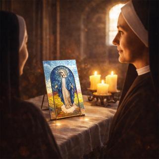 Cuadro Virgen Milagrosa en Vidrio 10x14 cm