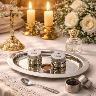 Holy Oils Set with Tray and Jars CHR CAT 20x13 cm