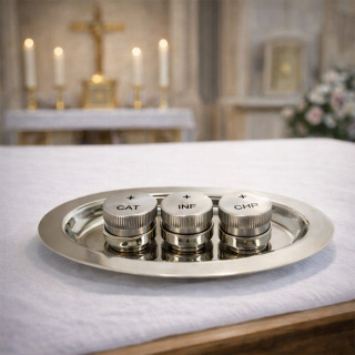 Holy Oils Set with Tray and Jars CAT INF CHR 20x13 cm