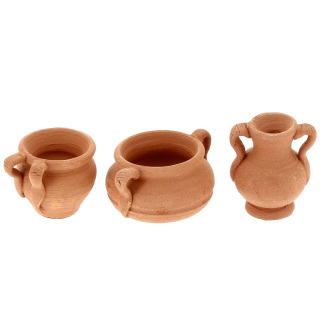 Set of 3 assorted terracotta vases 2,5 cm