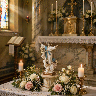 Assumption of the Virgin Mary Statue hand-painted resin 68 cm