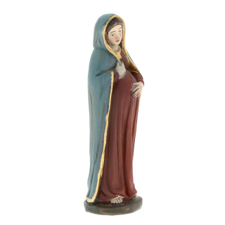 Colored resin statue of pregnant Mary 11 cm